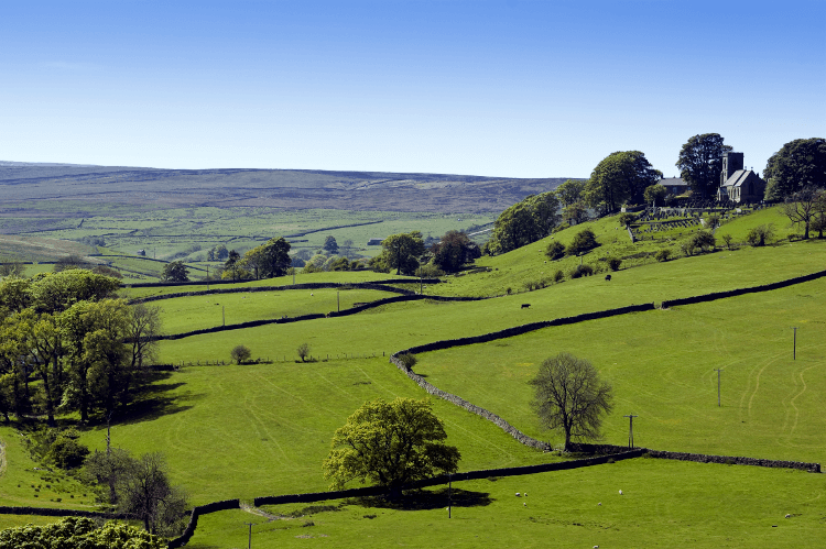 The steep-sided valleys of the Nidderdale Way UK walking holiday